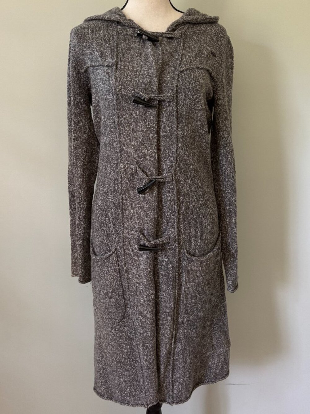 Joie Heather Grey Wool-Blend Hooded Toggle Duster Cardigan — Size XS Like New